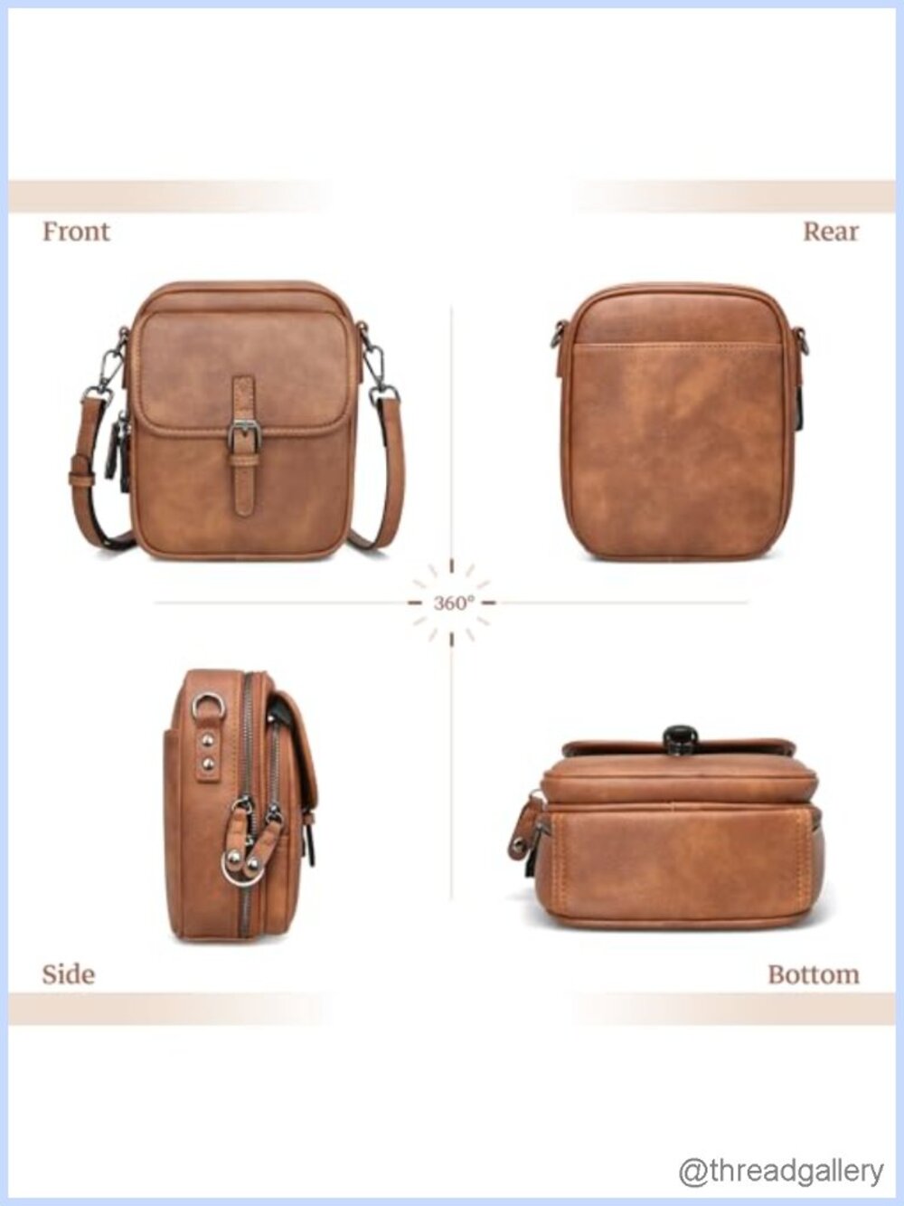 Leather Crossbody Bag Small Anti Theft Messenger Purse RFID - Picture 5 of 6